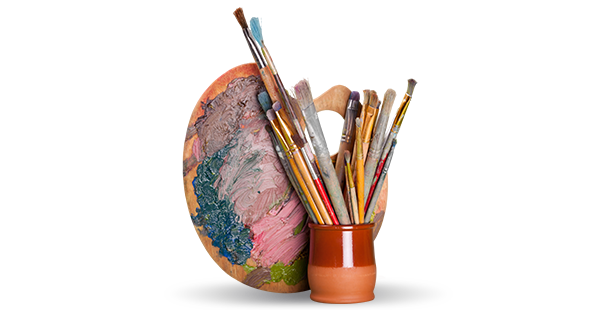 Paints Paint brushes and paint palette